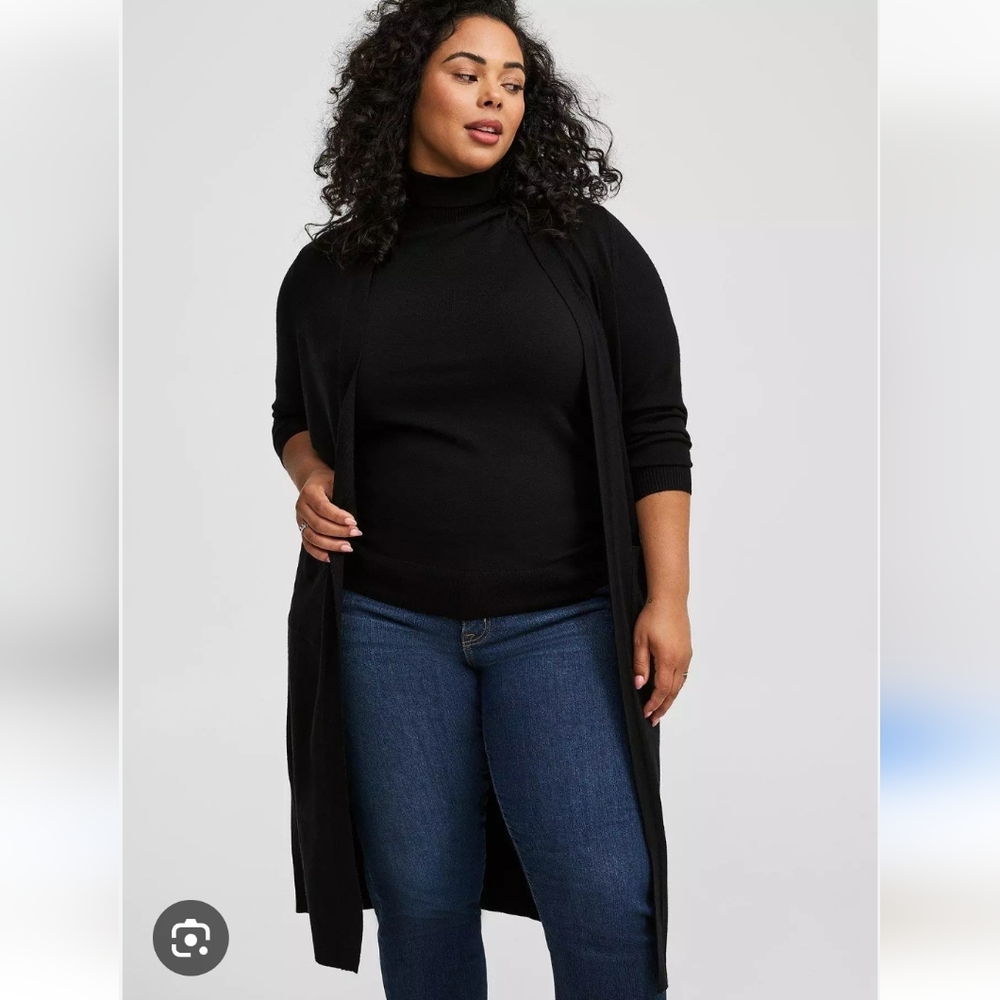 Torrid Black Open Front Knit Duster